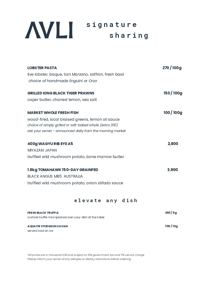 Sharing Menu Avlibali
